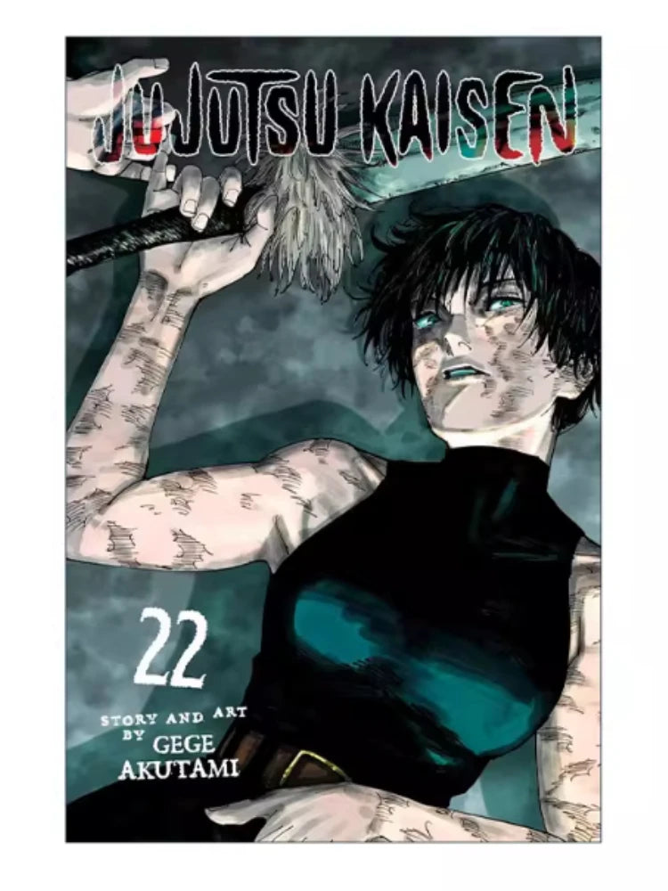 Jujutsu Kaisen English manga cover, Volume 22 with character and teal energy
