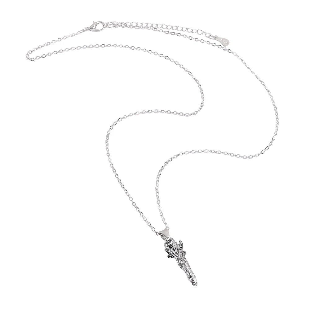 Collier jujutsu Kaisen argenté, chaîne à maillons avec pendentif doigt Sukuna