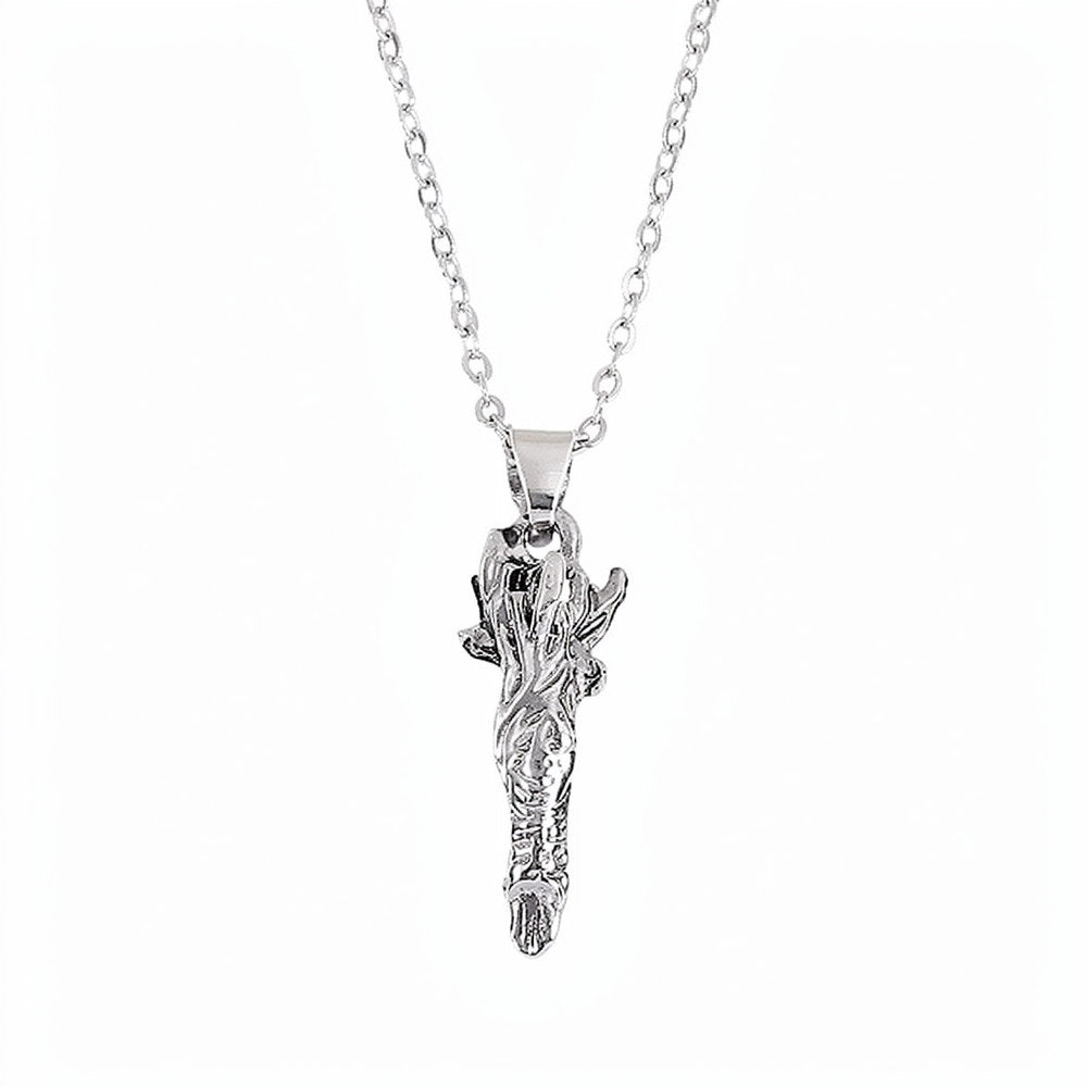 Collier jujutsu Kaisen à pendentif doigt Sukuna argenté, pendentif détaillé au centre