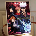 Póster Jujutsu Kaisen Gojo Yuji Megumi Nobara Logo Oficial