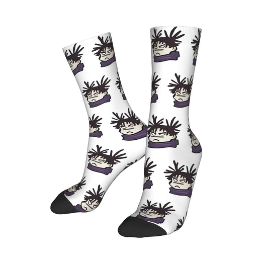 Paire de chaussettes blanches à motifs personnages, renforts noirs au talon et bout