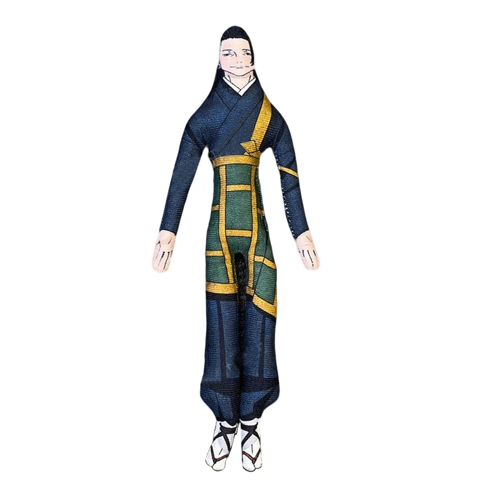 Peluche de Suguru Geto en kesa bleu marine et ceinture jaune, 28 cm