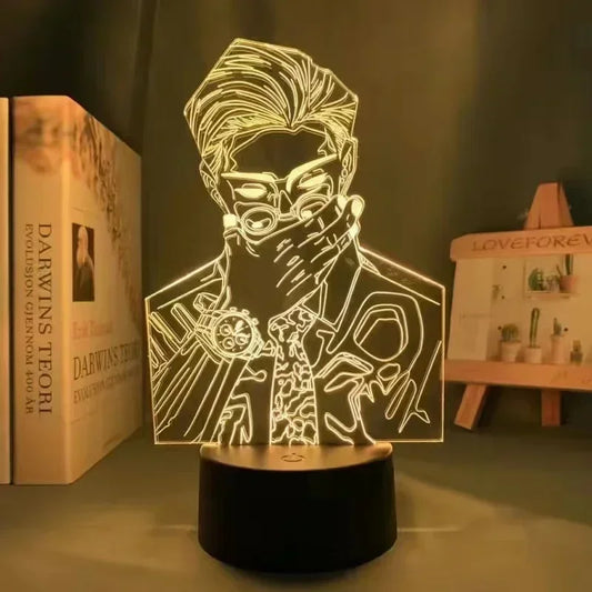 Lampe LED Jujutsu Kaisen : figurine Kento Nanami Cravate, base noire, visage aux lunettes, effet lumineux.