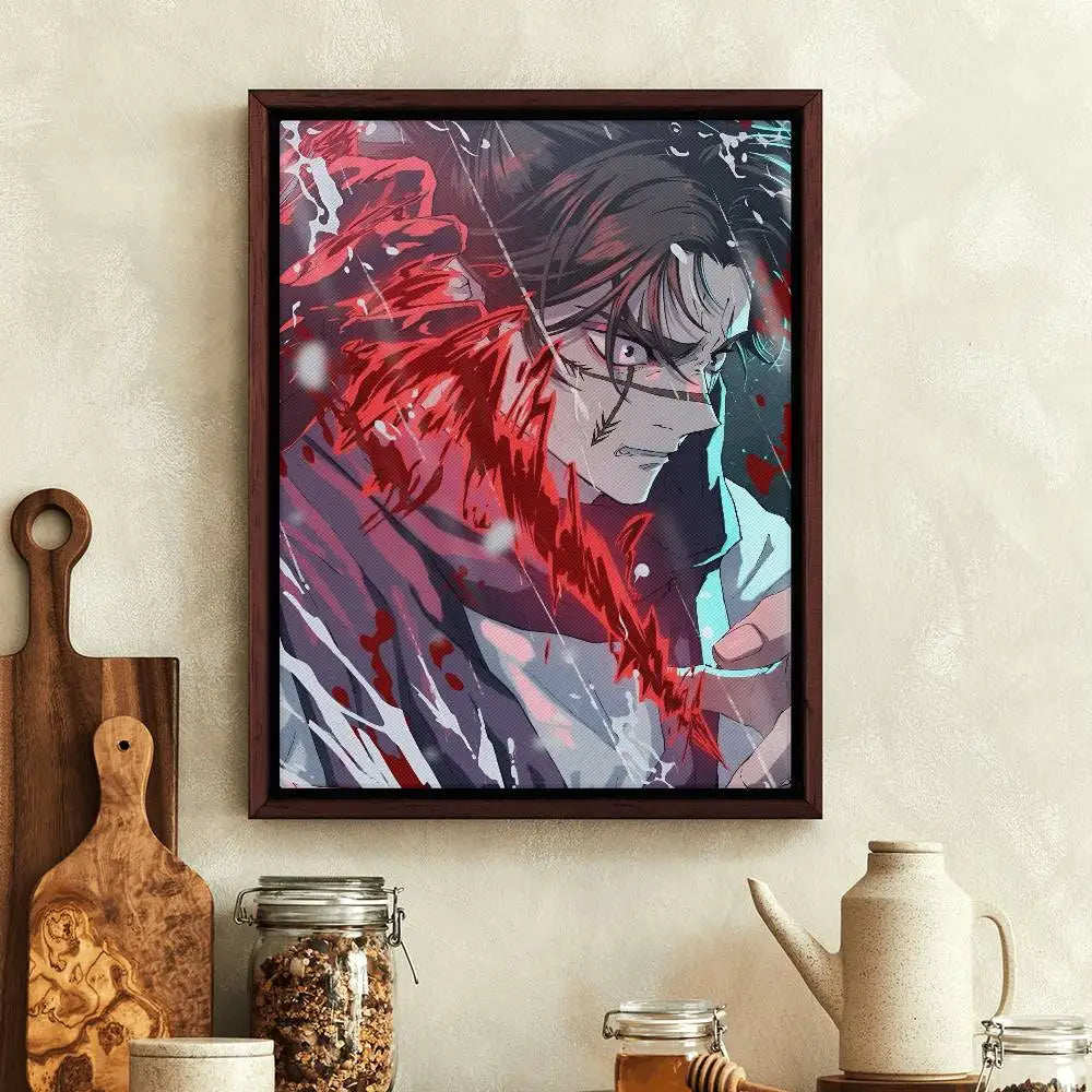 Affiche encadrée Jujutsu Kaisen : Choso, visuel rouge et bleu, portrait de profil.