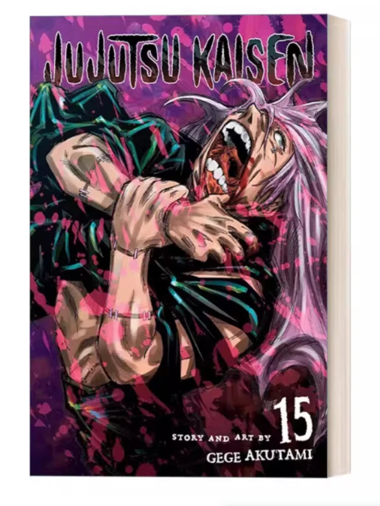 Jujutsu Kaisen Volumes 15–17 English manga book, cover with figure and “15”