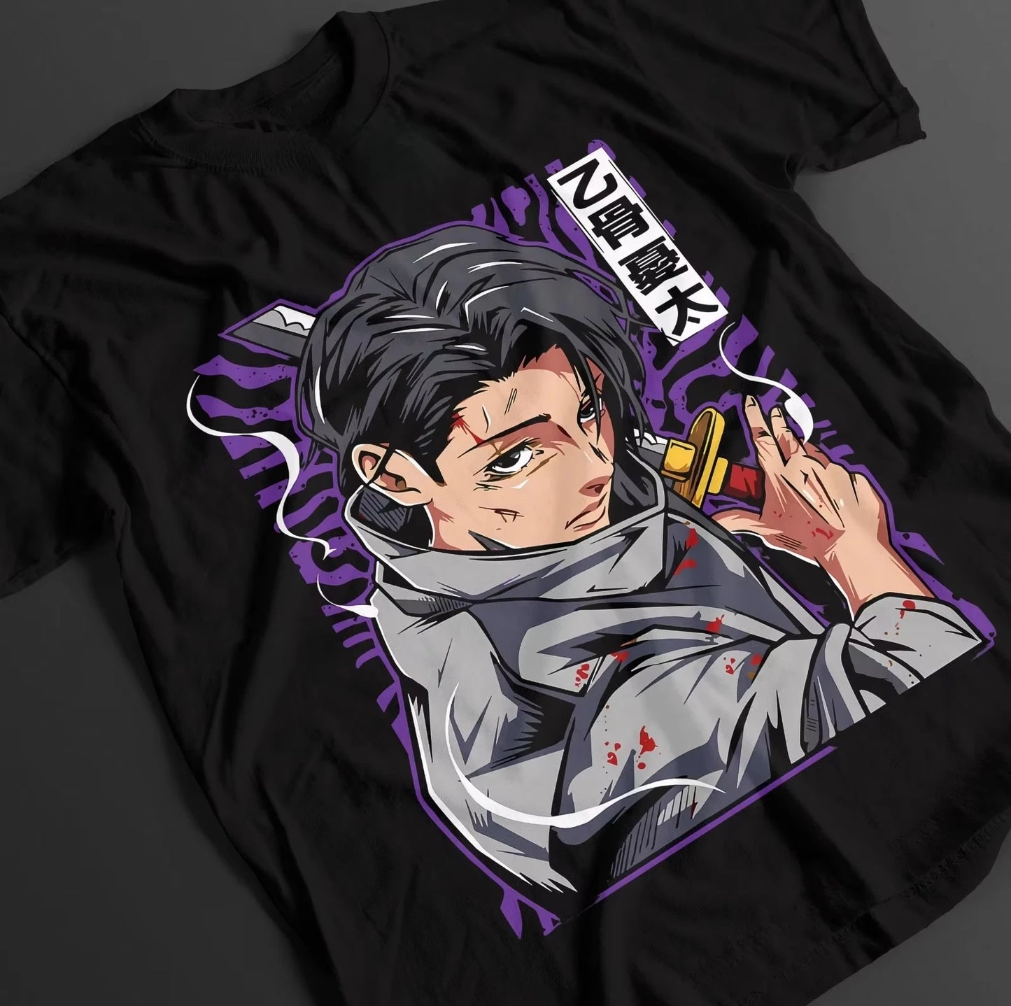 T-shirt noir manches courtes avec grand visuel Yuta Okkutsu Premium au centre