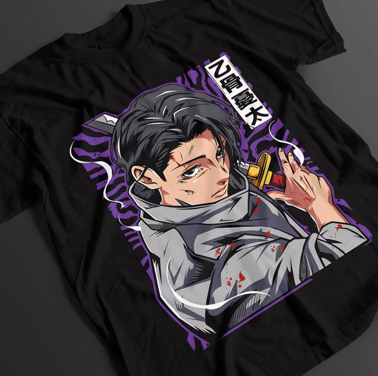 T-shirt noir manches courtes avec grand visuel Yuta Okkutsu Premium au centre