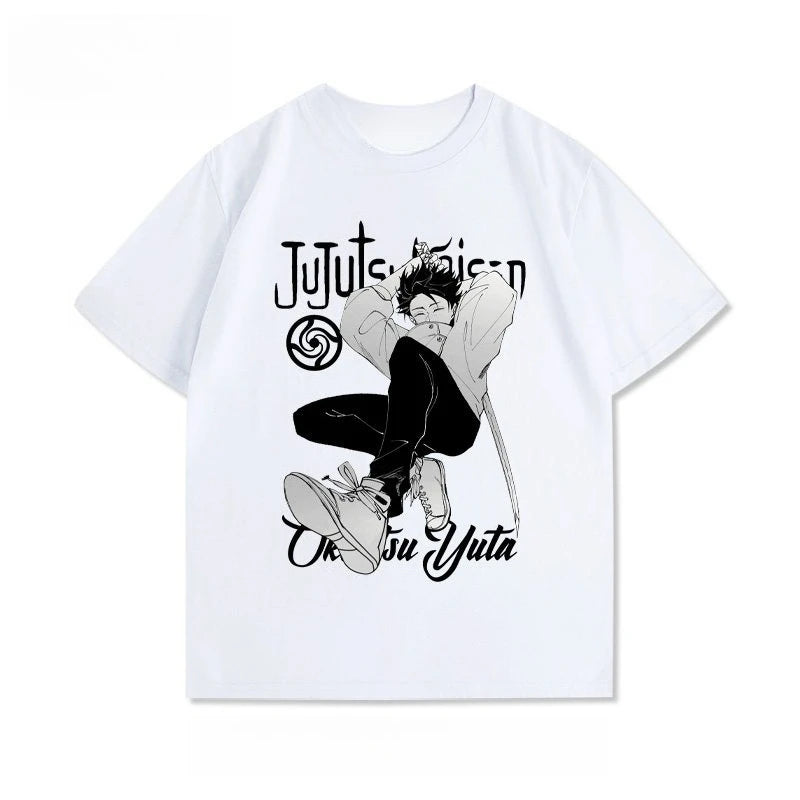 T-shirt blanc à manches courtes avec grand visuel Yuta Okkutsu Action