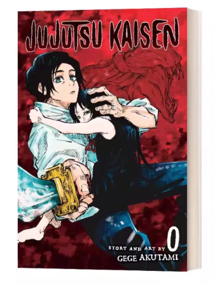 Jujutsu Kaisen manga volume 0 cover with two characters aiming and dynamic illustration