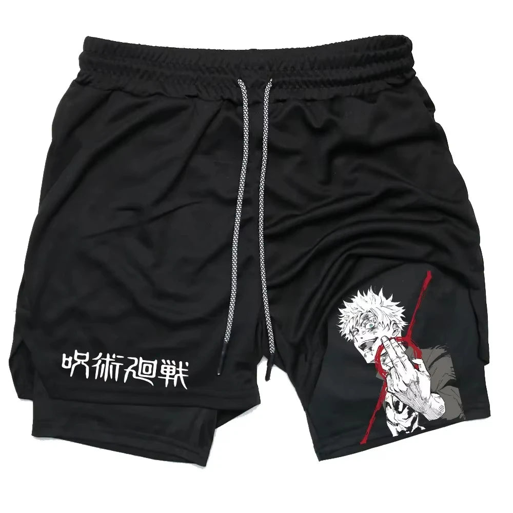 Short Jujutsu Kaisen Gojo Regard Trait Rouge - coloris Noir
