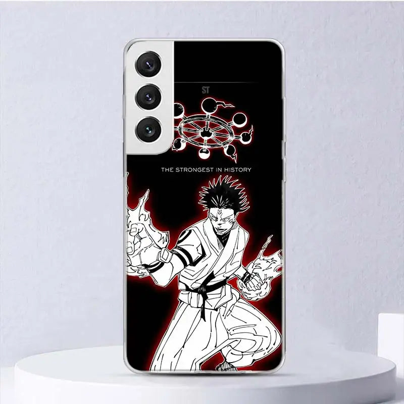 Coque Samsung Jujutsu Kaisen : avec illustration noir, blanc et rouge Sukuna Mandala Rouge