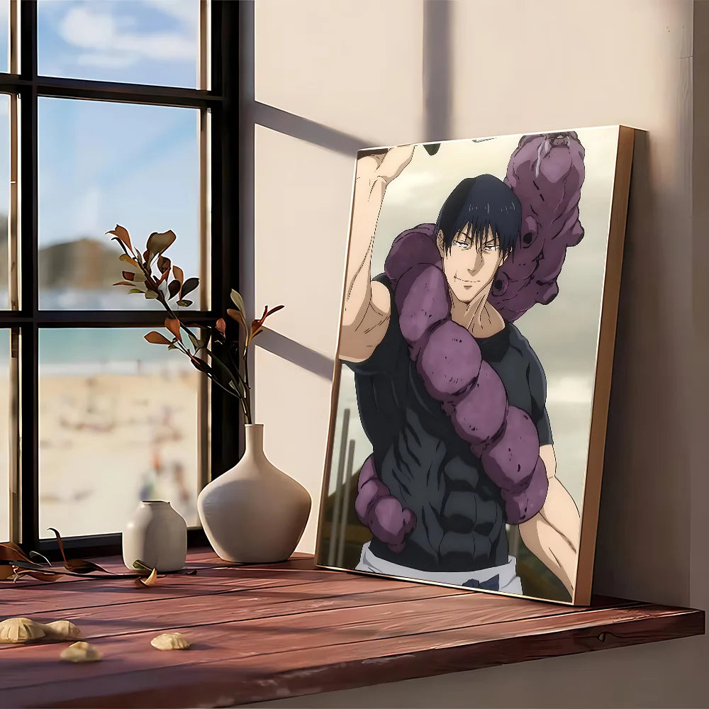 Poster Jujutsu Kaisen Toji Bandages Violets : affiche encadrée Jujutsu Kaisen : personnage avec bandages violets, style manga.