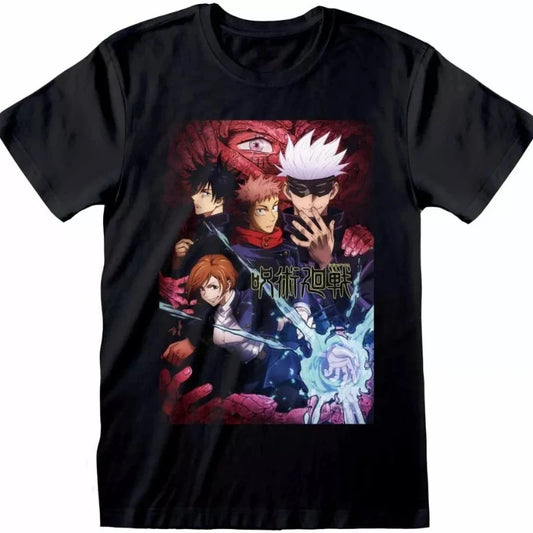 T-shirt noir avec visuel manga Jujutsu Kaisen Saison 1 sur le devant