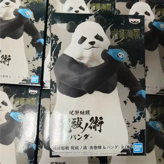 Figurine panda Jujutsu Kaisen poings levés, 17 cm, boîtes côte à côte