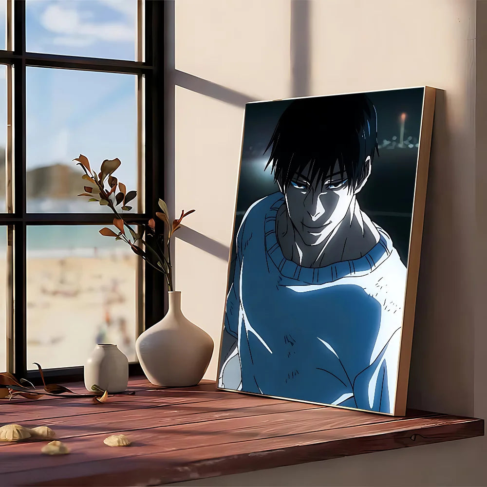 Poster Jujutsu Kaisen représentant Toji en pull bleu nuit