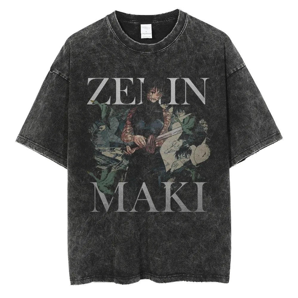 T-shirt Jujutsu Kaisen Zenin Maki Katana Fleuri