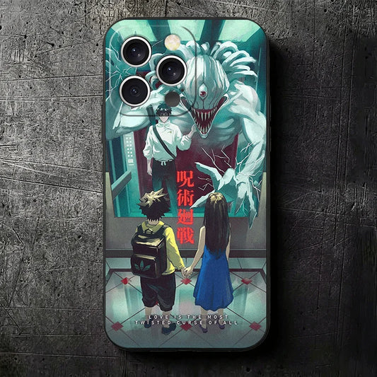 Coque iPhone transparente avec motif Rika Orimoto, contours vert et personnage animé