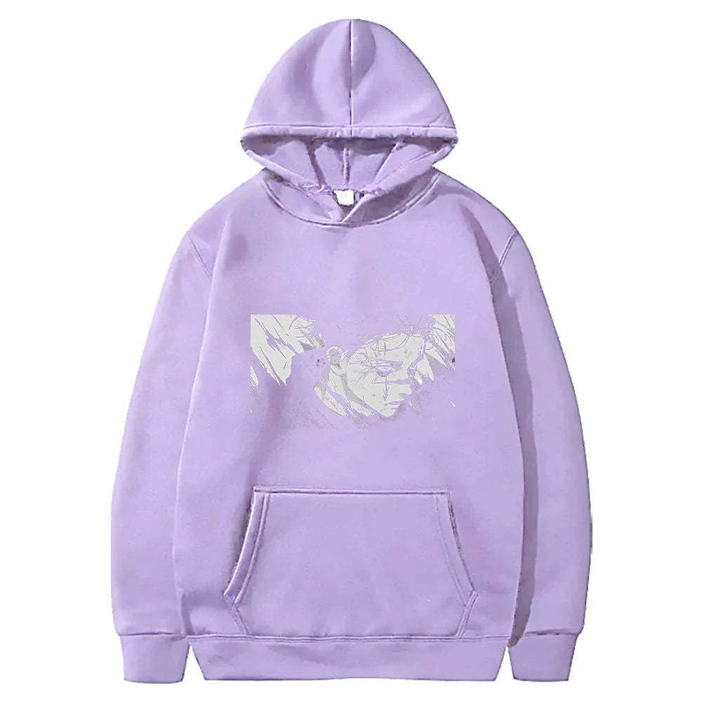 Sweat à capuche violet Jujutsu Kaisen Choso, portrait imprimé devant, poche kangourou.