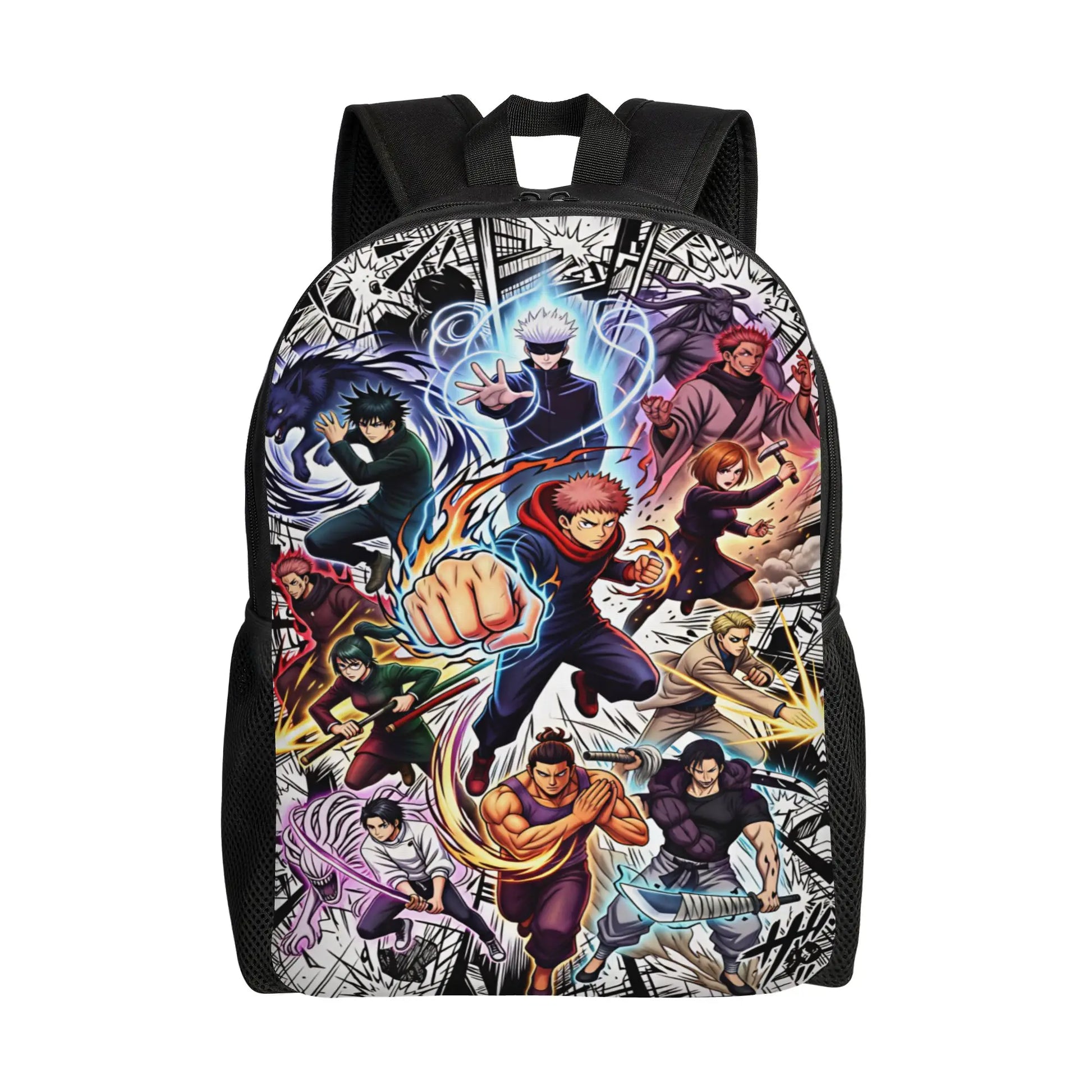 Sac à dos noir à imprimé pop art manga, grandes bretelles