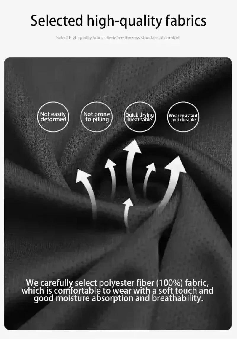 T-shirt : tissu polyester noir texturé avec motifs de respiration et séchage rapide.