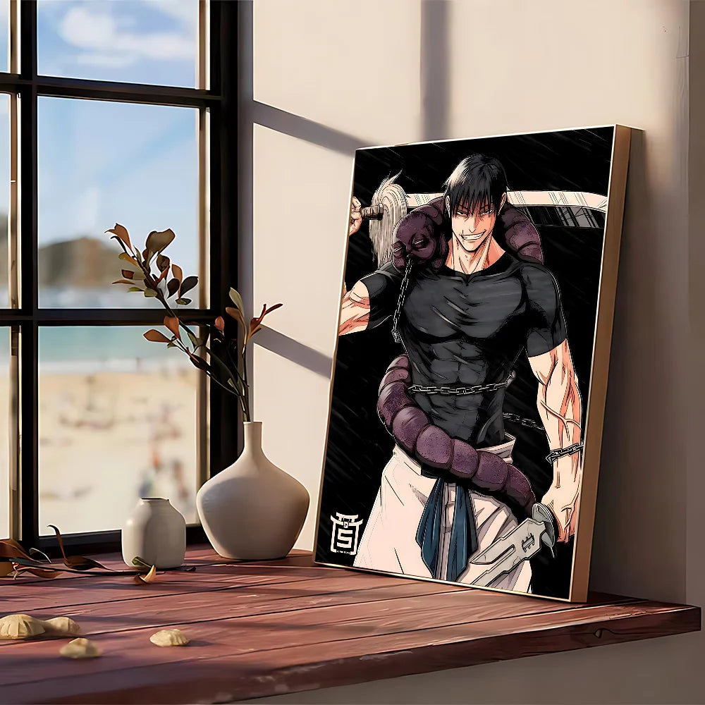 Poster encadré Jujutsu Kaisen : personnage Toji, bras nus, style manga