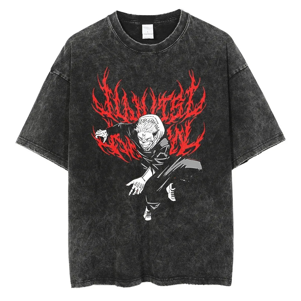 T-shirt Jujutsu Kaisen Sukuna Lettrage Rouge Metal