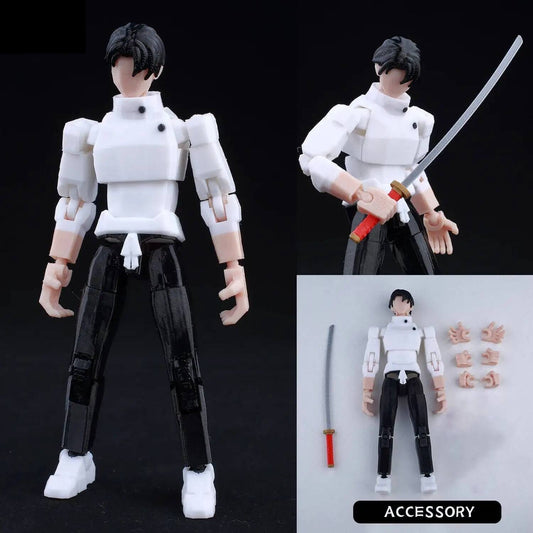 Figura articulada con uniforme blanco, Yuta Okkotsu, atuendo y sable